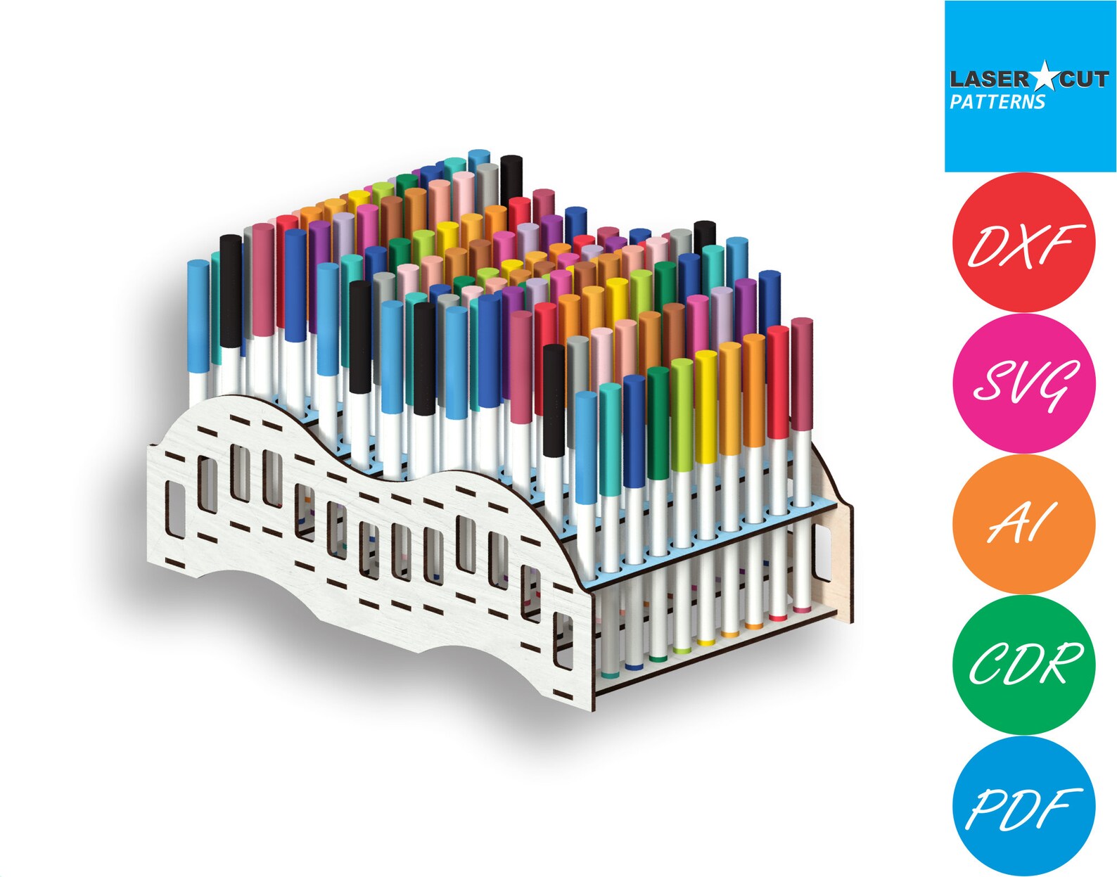 Pen Holder Pattern Vector for Laser Cutting Cncsvglaser Cut Etsy