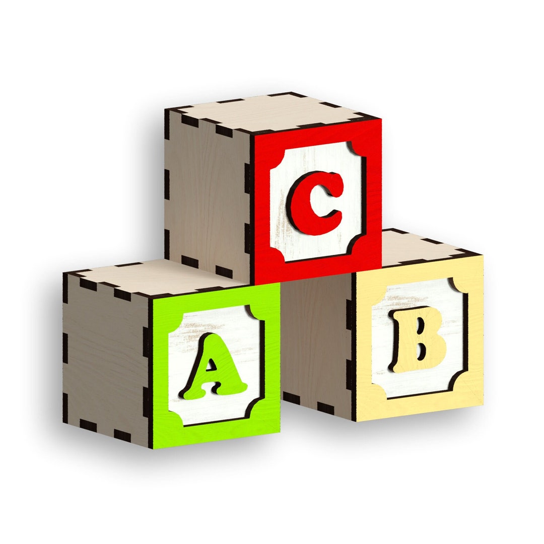 Alphabet Cube, Laser Cut Files - Svg+dxf+pdf+ai+cdr+eps - Laser Files ...