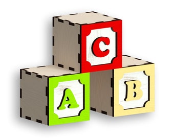 Alphabet Cube Laser Cut Files: Svg Dxf Pdf Ai Cdr Eps (Instant Download)