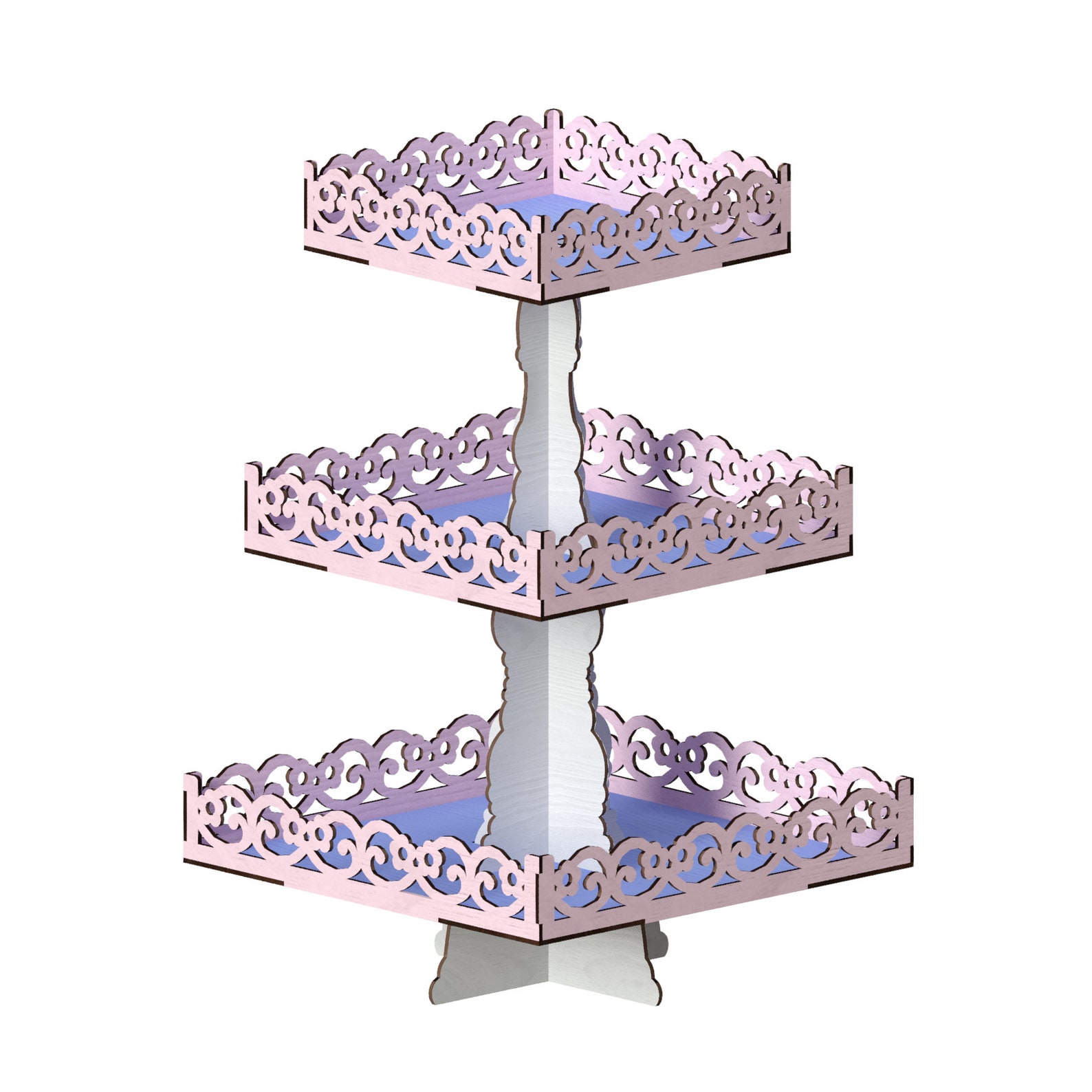 3 Tiered Trays Cupcake Stand Laser Cut Files Laser Cut Etsy