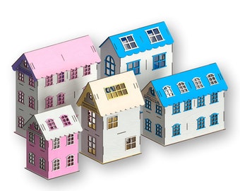 Dollhouse 5-Pack Laser Cut Files: Vector CNC Template (Digital Download)