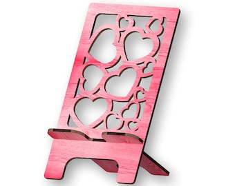 Hearts Phone Stand Laser Cut File (SVG, DXF, PDF)
