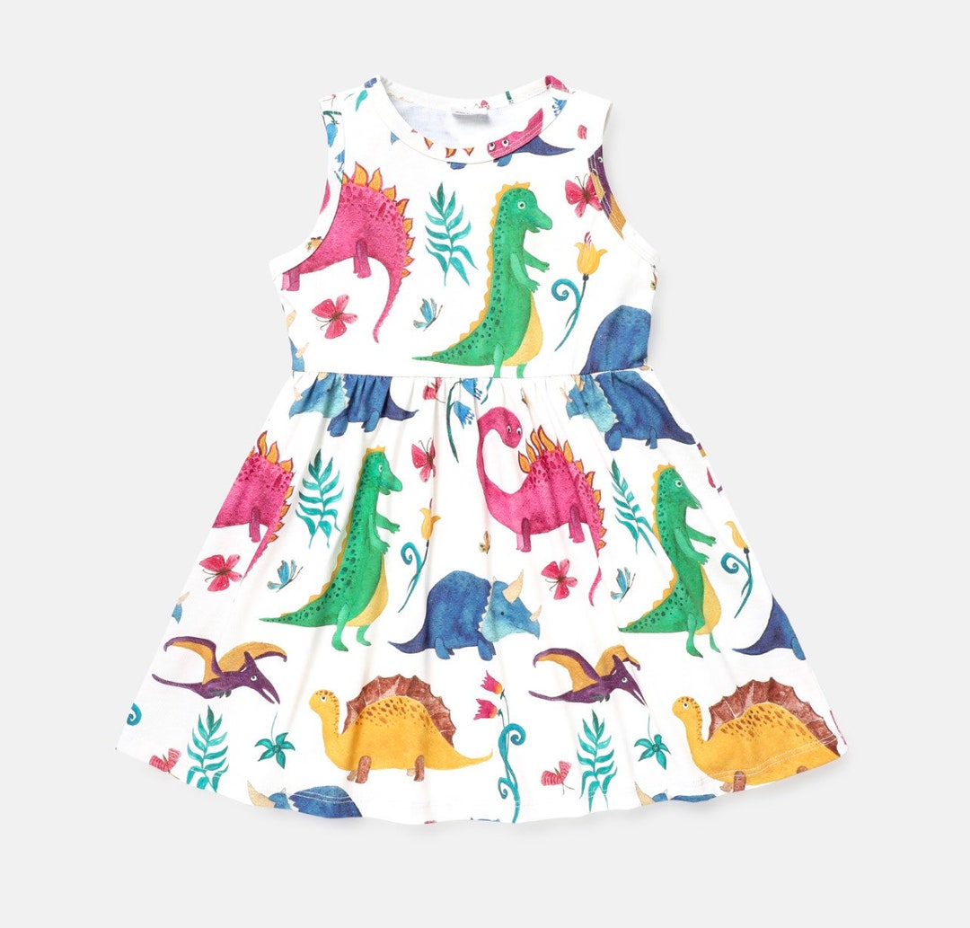 Little Girl Dinosaur Dress Birthday Dress Dinosaur Outfit Etsy