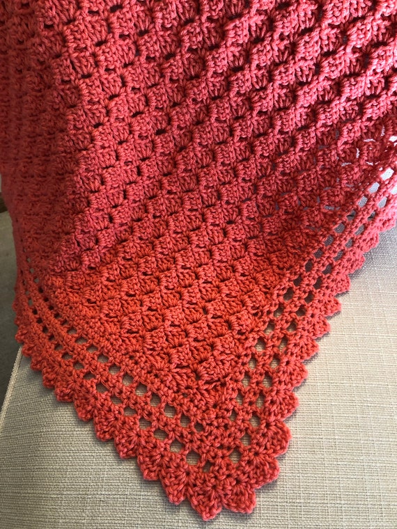 Crocheted Baby Blanket in Coral Etsy Ireland