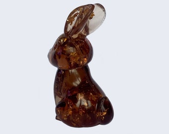 small rabbit in resin color + gold leaf decoration children's room handmade