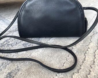 Vintage Coach Kimball Zip Bag Crossbody Shoulder Dark Navy Leather 