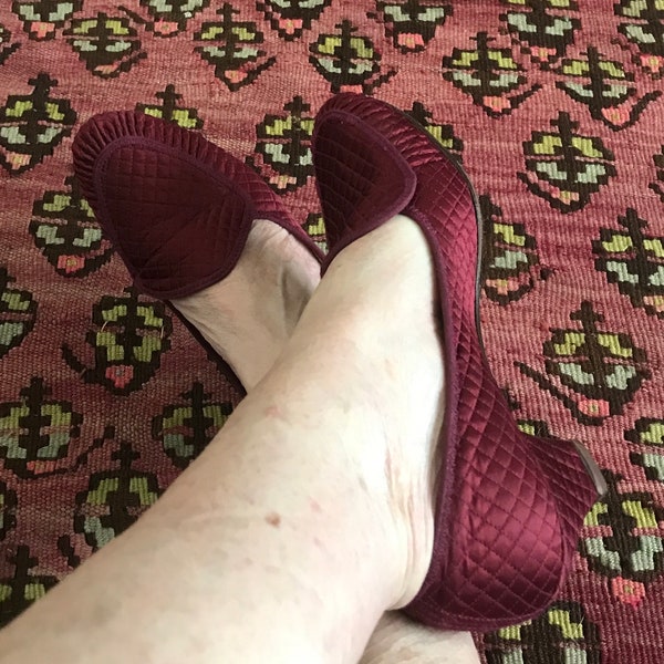 vintage quilted leather sole slippers