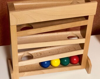 Montessori Ball Tracker| Baby & Toddler Developmental Toy| Visual Tracking Skills Toy| Wooden Tracker| Ball Drop| Waldorf