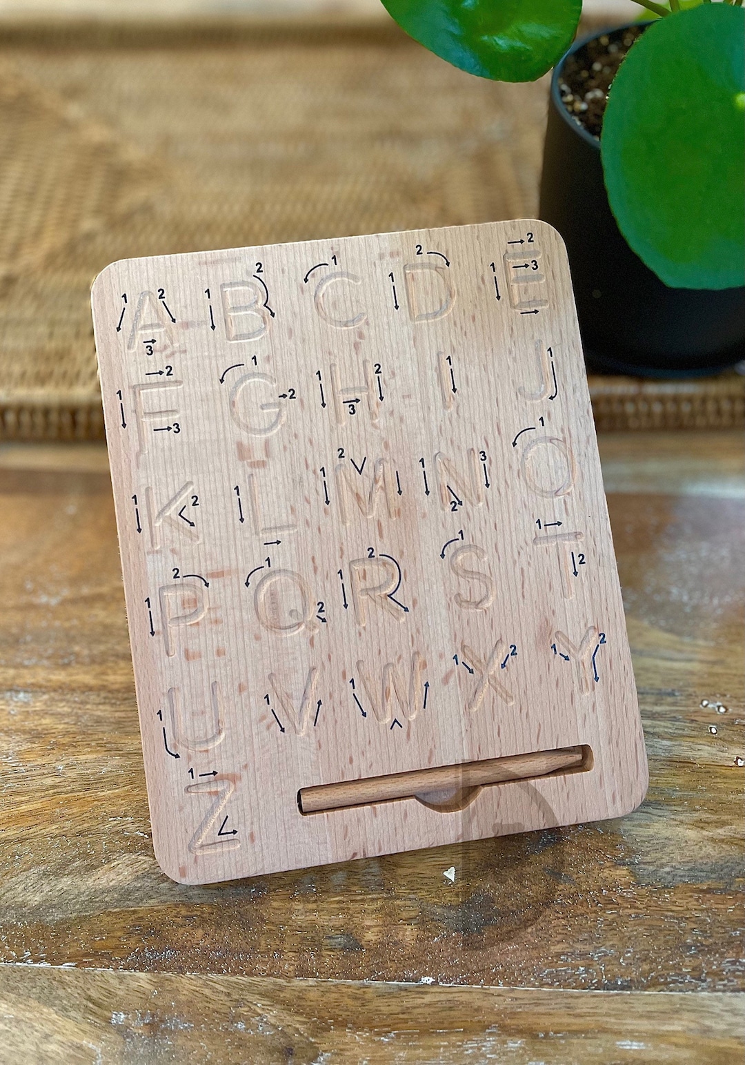 Montessori Doublesided Alphabet Tracing Board Wooden Letters