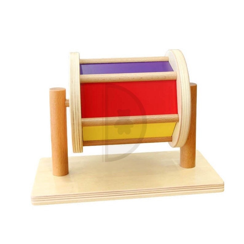 Montessori Spinning Drum Baby Developmental Toy Montessori Rainbow Drum