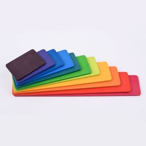 11pcs Wooden Rainbow/ Pastel Building Boards| Montessori Pattern Toy| Waldorf Toy