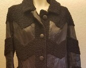 Beautiful Antique Littman Furriers of Denver Black Leather Fur Long Dress Coat Steampunk Gothic Mid Century Retro Vintage Ladies Fashions