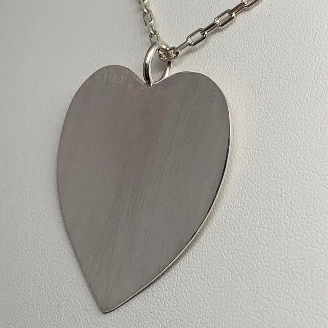 Big Large Flat Heart Charm Pendant Choker Necklace Solid Etsy