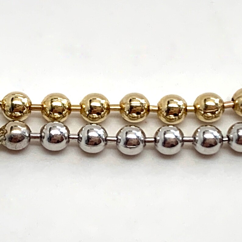 14K Solid Gold Bead Ball Chain 1.5 mm Balls Necklace Oblong Etsy