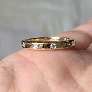 Genuine Diamond 18K 14K 22K Chunky Hand Forged Solid Gold Stacking Ring, Hammered Hand Milled Square Wire 3mm Wide image 5