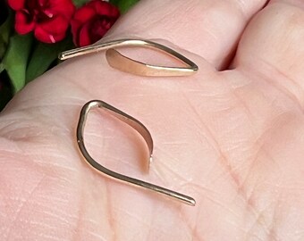 Solid Gold Wishbone Threader Starter Sleeper Ear-wire Earrings 14K 18K 3/4”