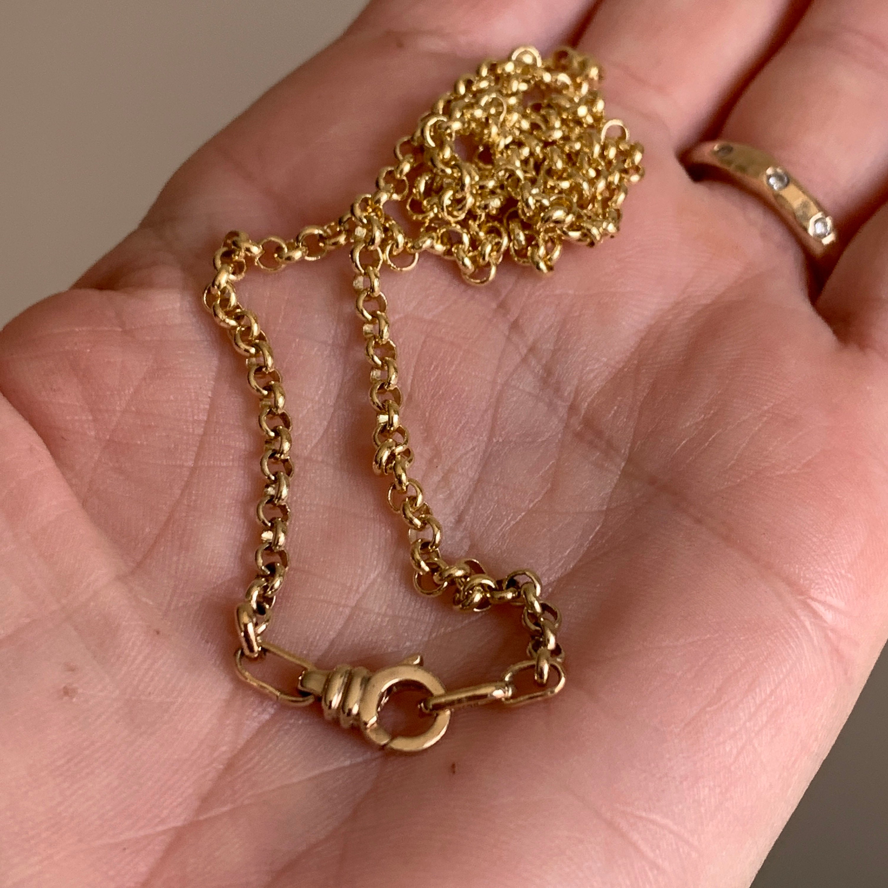 14K Not Hollow Solid Gold Rolo Belcher 