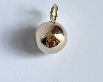 Small 14K 18K Gold Wreckiing Ball Sphere Pendant Only Charm Necklace Polished Globe Kettlebell