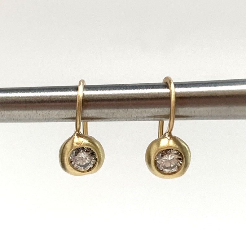 Diamond Ball Solid Gold Earwire Earrings 18K or 14K Yellow Etsy
