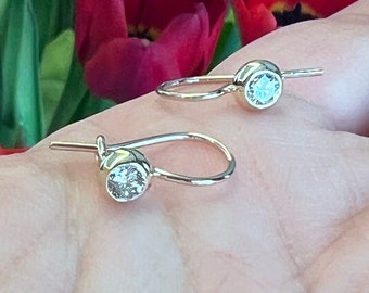 5mm Diamond Ball Solid Gold Earwire Earrings, 18K or 14K Yellow Gold