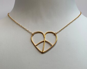 Gold Plated Open Heart Necklace, Sterling Silver Vermeil