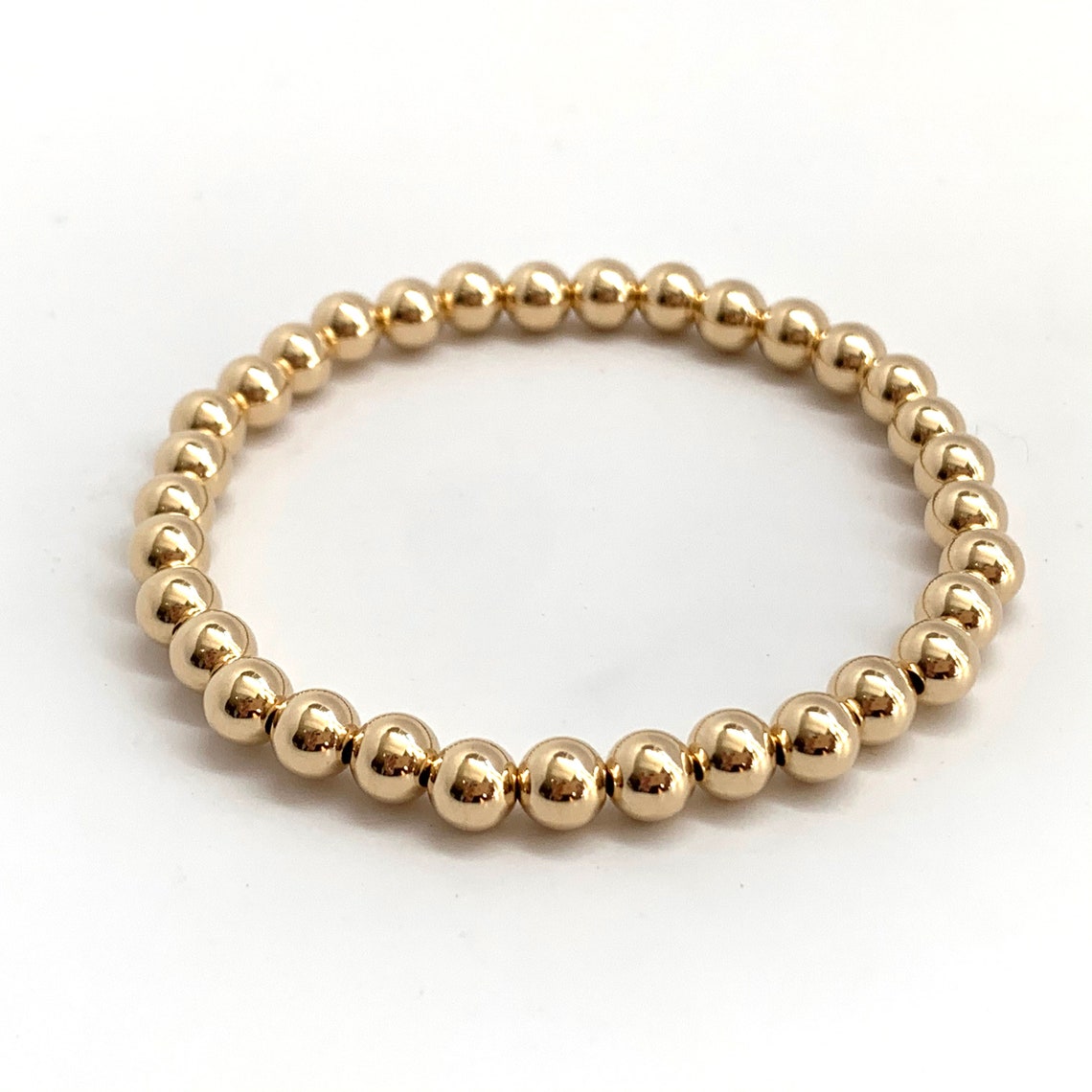 5mm Ball Bracelet 14K Solid Hollow Gold Beaded Ball on Etsy
