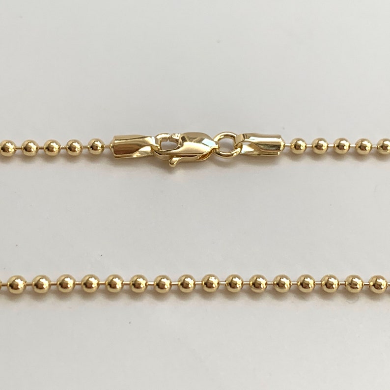 14K Solid Gold Bead Ball Chain 2.0mm Balls Necklace Oblong Etsy
