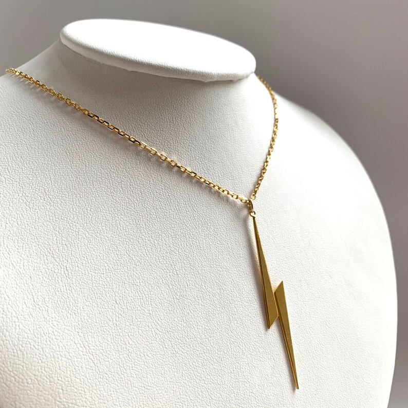 14K 18K Lightning Bolt Charm Pendant Only Necklace Yellow or Etsy
