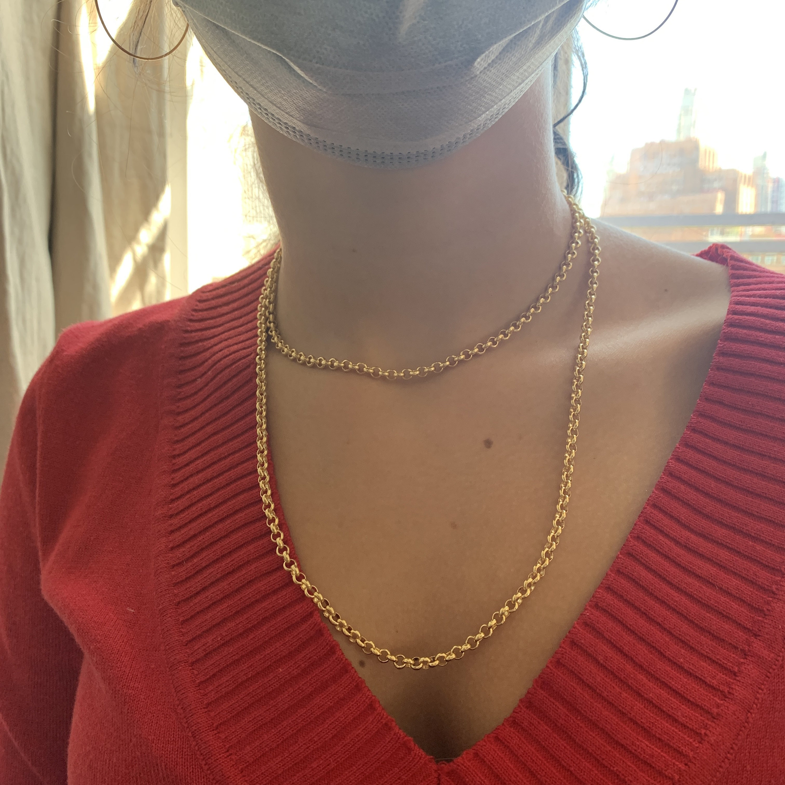 18K Solid Gold Rolo Chain Necklace Not 