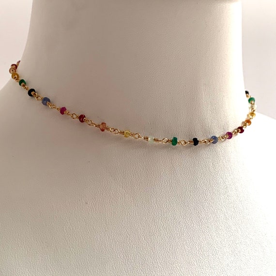 Rainbow AAA Sapphire Ruby Emerald 14K 18K 22K Solid Gold Wire | Etsy