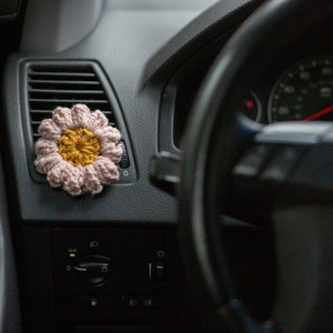 Crochet Flower Car Vent Clip, Crochet Car Accessories, Handmade Car Accessories, Car Air Freshener, Crochet Flower Car Charm
