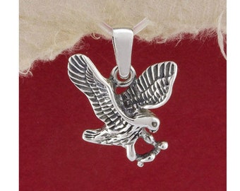 Sterling Silver Womens 1mm Box Chain 3D Mini Spread Wings Seagull Bird Pendant Necklace