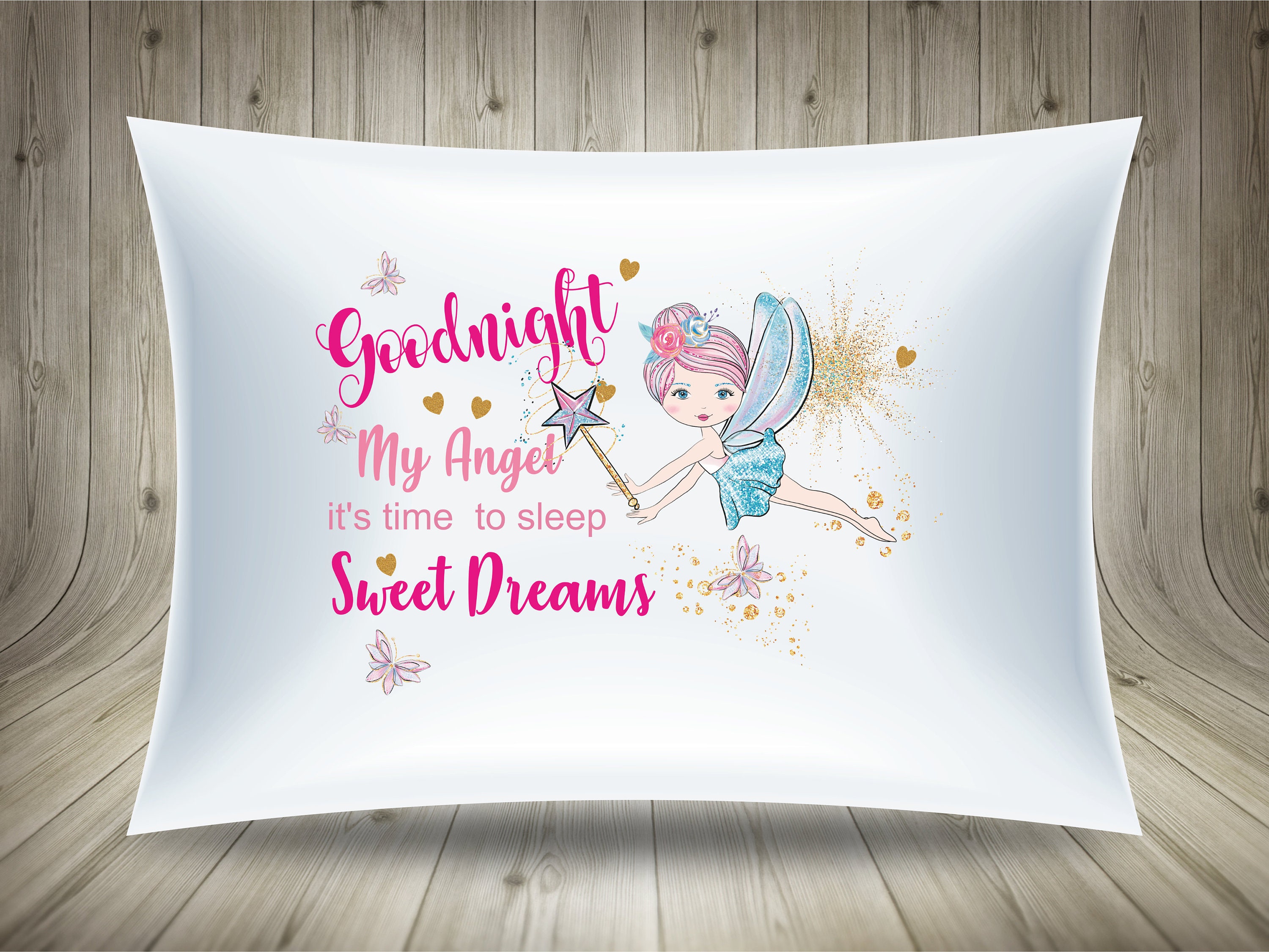 Good Night My Angel Sweet Dreams Girls Fairly Pillowcase Etsy