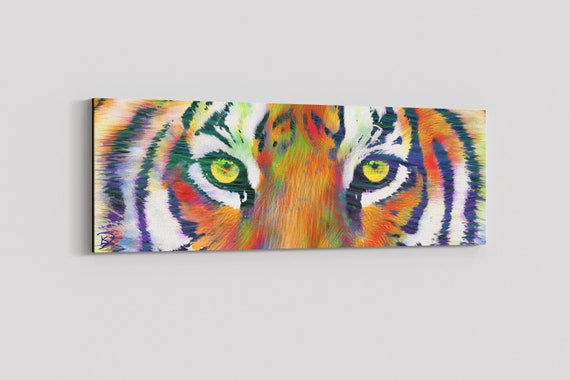 Tiger Eye Canvas Wall Art - Colorful Tiger Eye Painting Tiger Eye Canvas Wall Art - Colorful Tiger Eye Painting