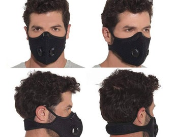 Adult Fabric Face Mask - Facemask - Black Multiple strap with filter - Wire nose