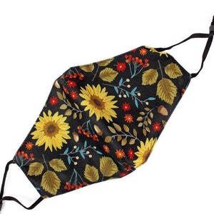 Adult Fabric Face Mask  Winter- Facemask - Sunflower (Filter pocket)