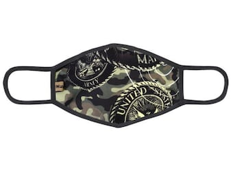 Adult Fabric Face Mask - Facemask - USA Marine Army Military