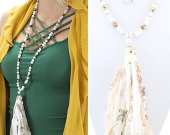 Ivory Floral Necklace & Earrings
