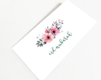 Floral Money Envelopes, Eid Mubarak Money Envelope 3 Floral Variations, DIY Printable, Islamic Art, Muslims, Eid al Adha, Eid al Fitr