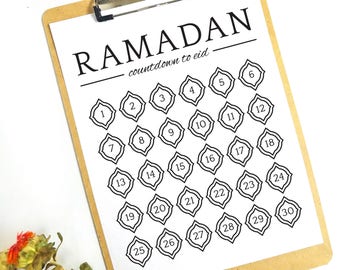 Ramadan Countdown to Eid Chart Printable