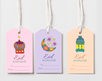 Eid Mubarak Gift Tags, Islamic Printable, Islamic Crafts, DIY