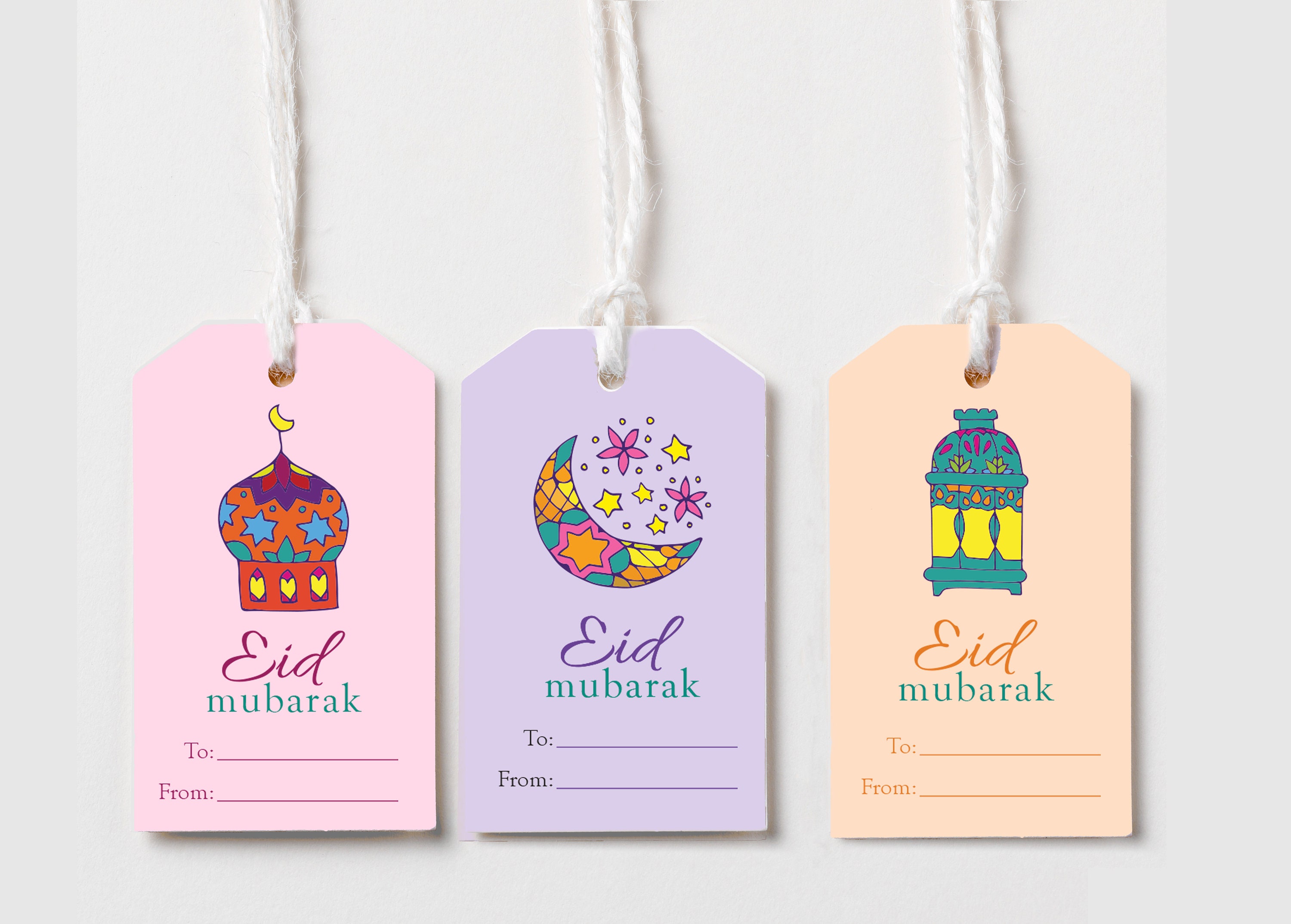 Islamic Tag Rectangular Eid Mubarak Gift Tags, Islamic Printable, Islamic Crafts, DIY - Etsy