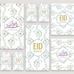 Eid Mubarak-bundel, cadeaukaartjes, geldenvelop, wenskaartprintables (set van 3)