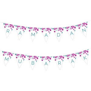 Ramadan Mubarak AND Eid Mubarak Banner, Garland, Printable, DIY, Polka Dots