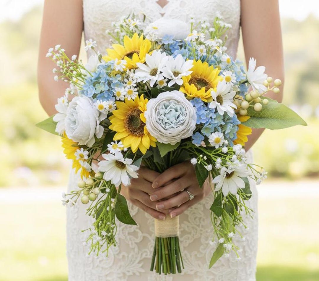blue bridesmaid dresses with sunflowers Pale blue bridesmaid dresses