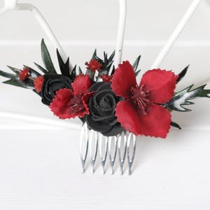 Schwarzer bordeaux farbener Blumen Haarkamm, roter Blumen Haarkamm, roter Blumen Haarkamm, roter Blumen Haarkamm, Blumen Haarkamm