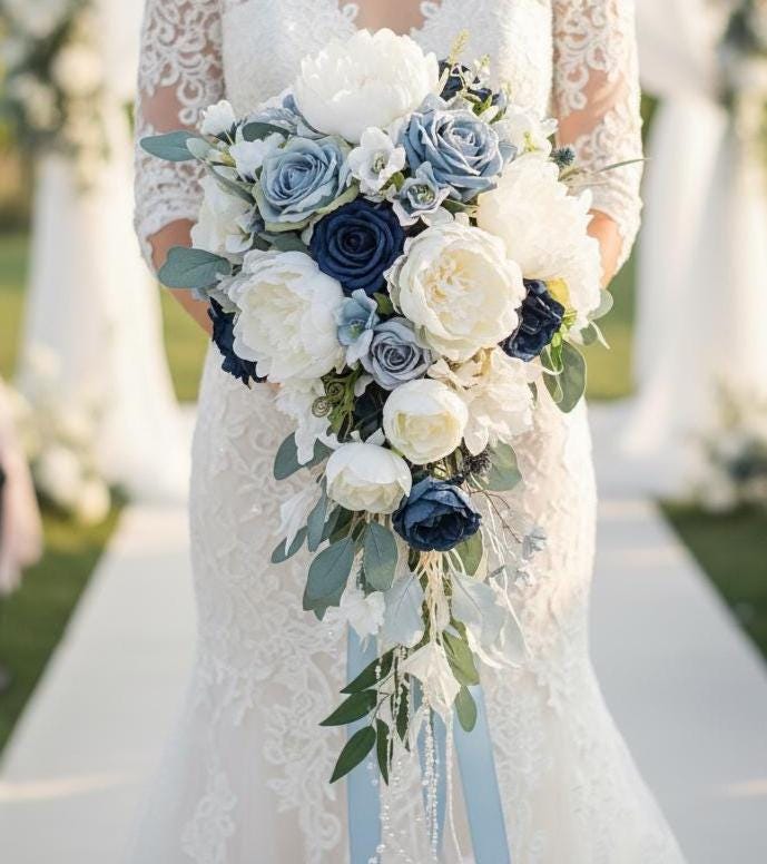 Dusty blue bridal bouquet México