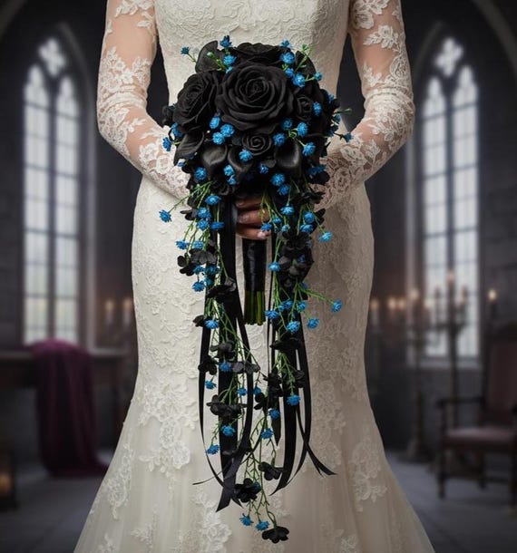 royal blue and black wedding dress Vantexi Women's Gothic Wedding Dress Elegant Black Lace Prom Evening Gowns Blue Size 2 at Amazon Women's Clothing store