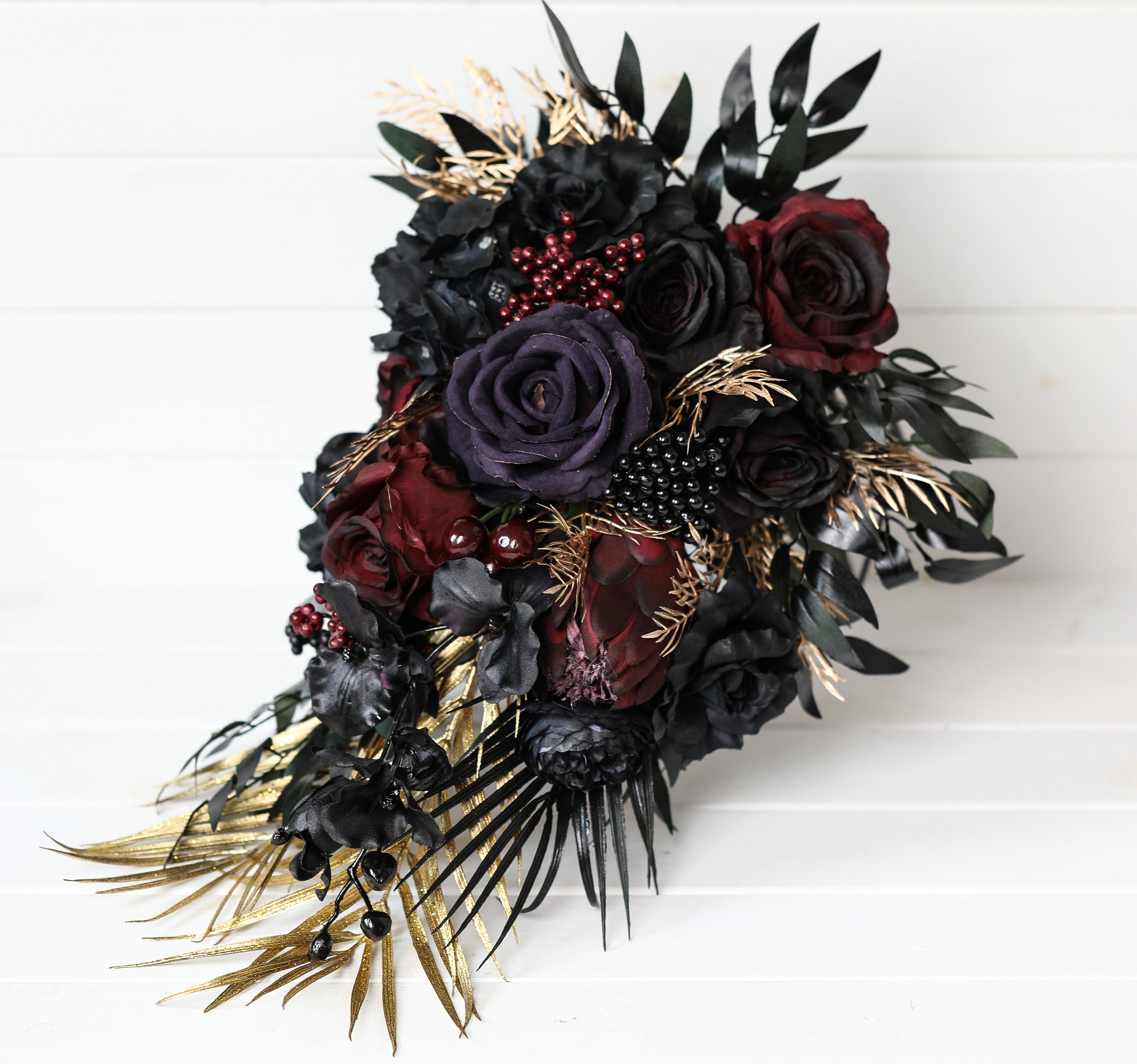 Artificial Flower Black Rose Bouquets for Wedding Decor,bar Flower  Decor,fake Flower Home Decoration,table Decor Flower 