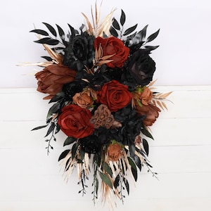 Black rust gold wedding bouquet black rust gold terracotta bouquet goth black rust gold bouquet black gold rust terracotta Halloween wedding